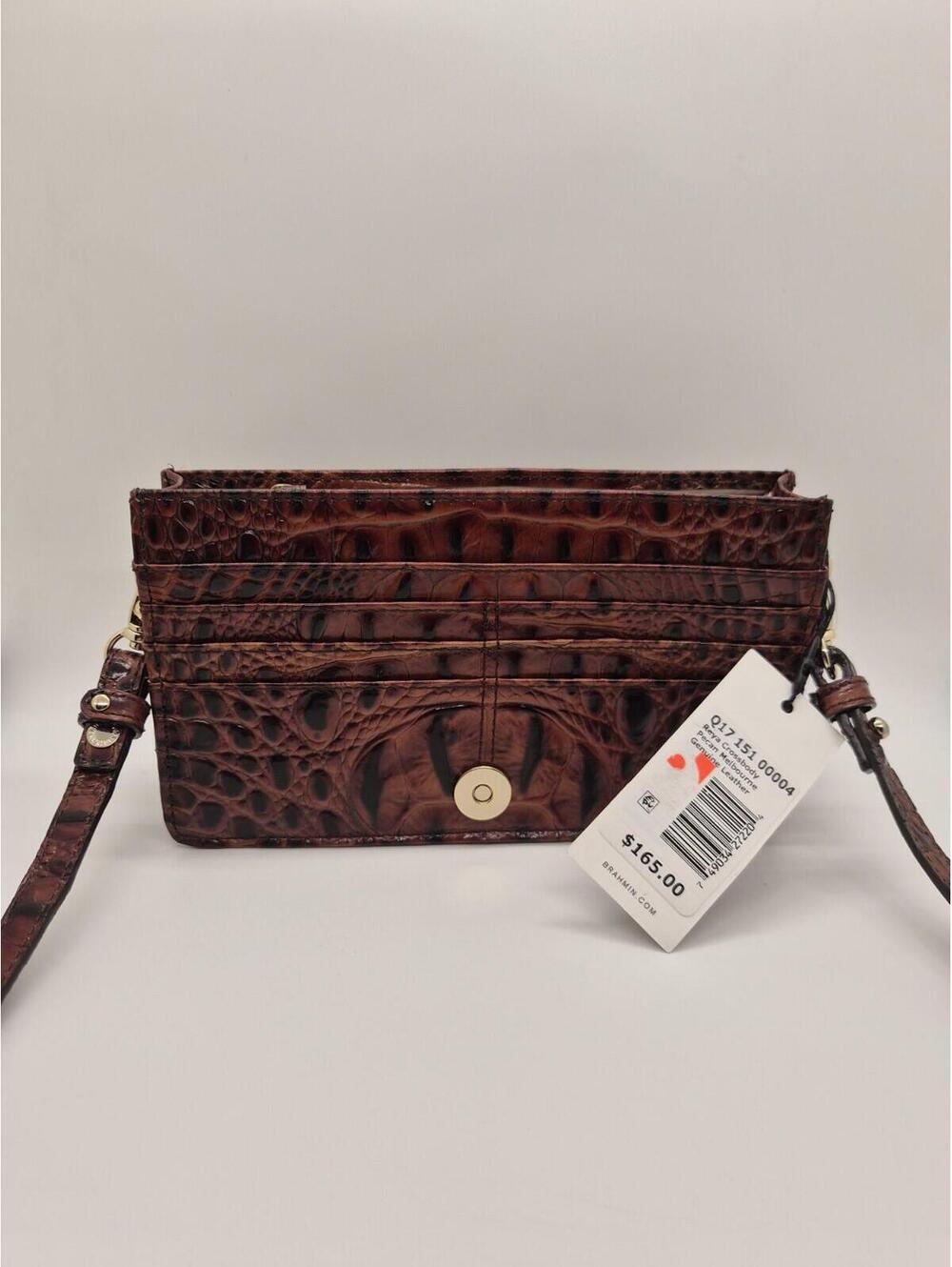 Brahmin Reya Crossbody Pecan Melbourne Genuine Leather Small Handbag NWT